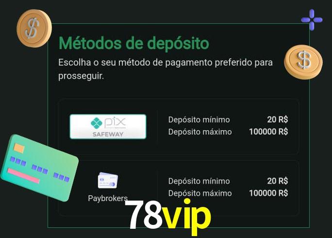 O cassino 78vip oferece uma grande variedade de métodos de pagamento
